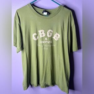 Vintage CBGB OMFUG Graphic T-Shirt Green XL Made USA Punk Rock Tee